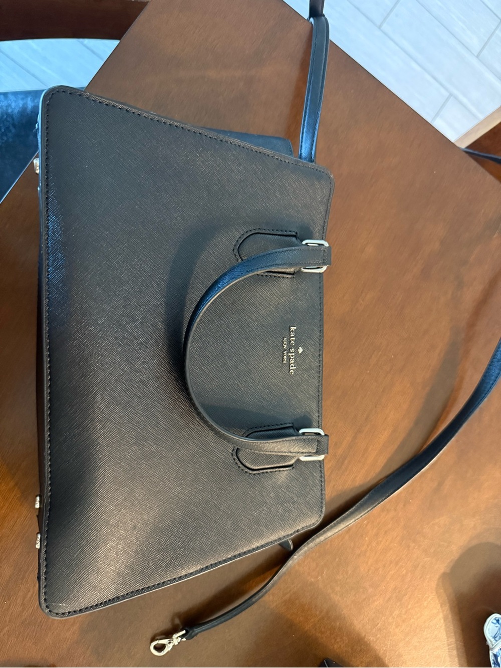 kate spade Black Saffiano Leather Satchel Crossbody